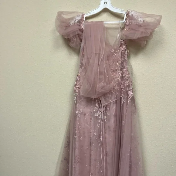 GLS3126 Collective Pink Floral Gown - Picture 4 of 7